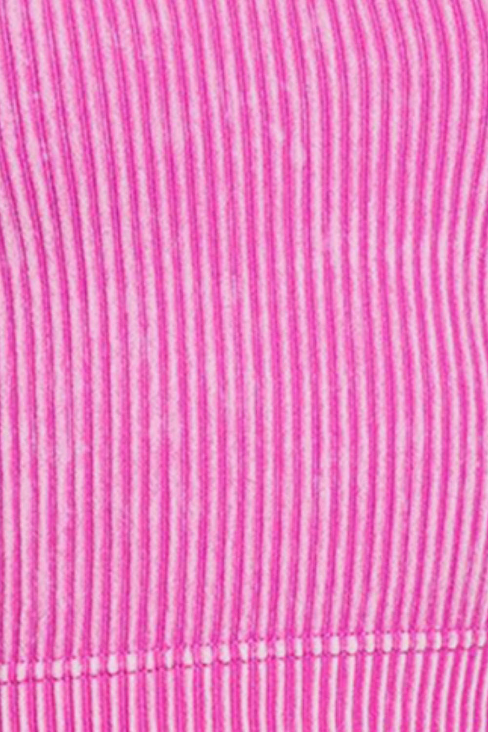 2-Way Neckline Washed Ribbed Cropped Tank Top / BRIGHT MAUVE