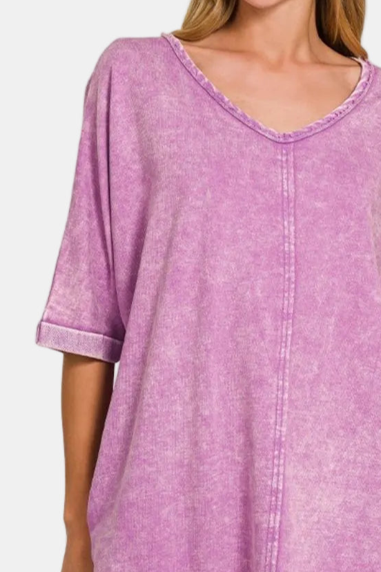 Acid-Washed French Terry Tee Shirt Dress / B VIOLET