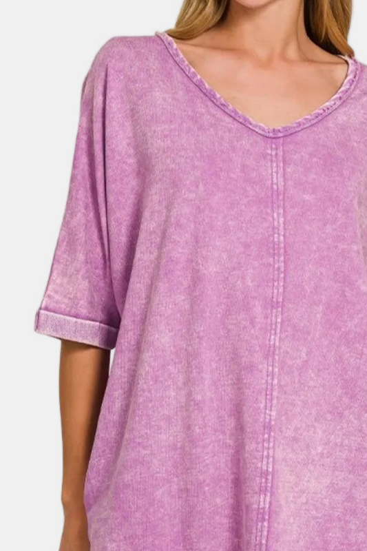 Acid-Washed French Terry Tee Shirt Dress / B VIOLET