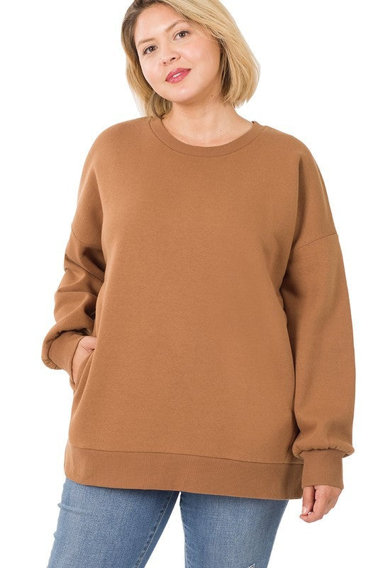Plus Long Sleeve Round Neck Sweatshirt
