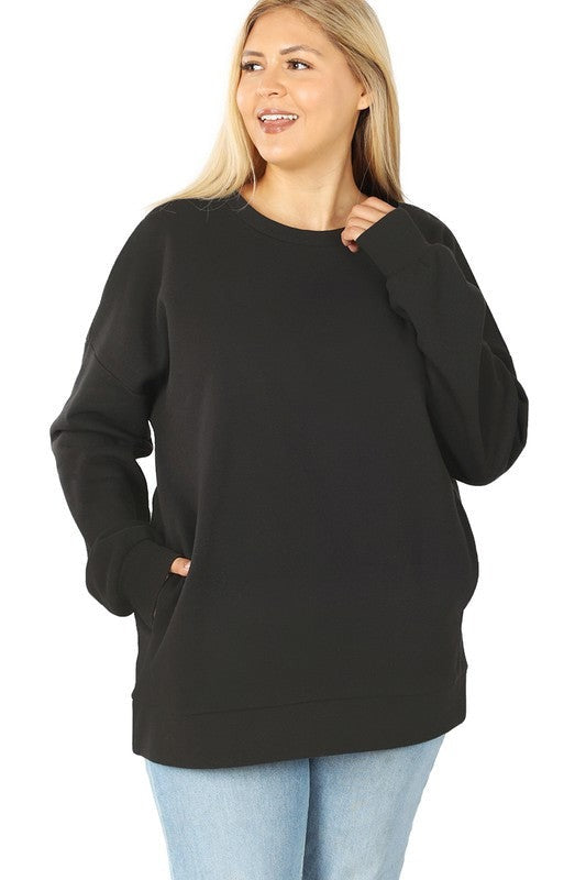 Plus Long Sleeve Round Neck Sweatshirt
