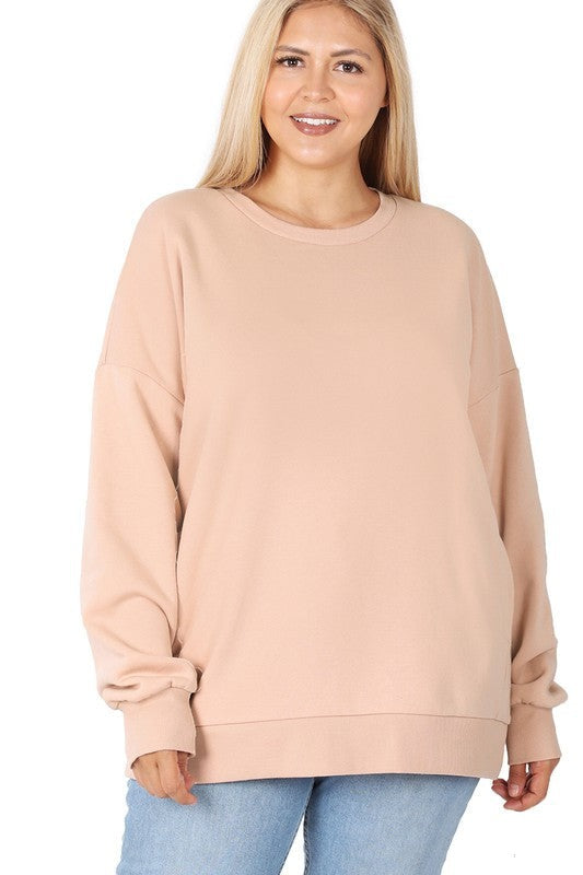 Plus Long Sleeve Round Neck Sweatshirt