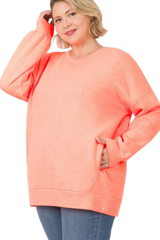 Plus Long Sleeve Round Neck Sweatshirt
