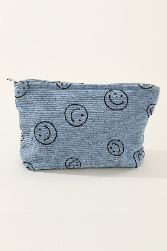 Corduroy Smile Cosmetic Makeup Clutch Bag
