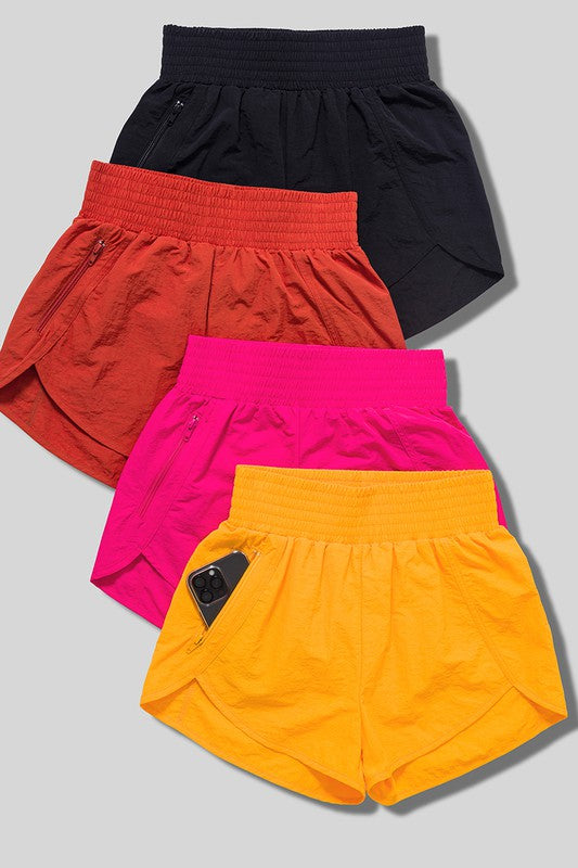 Plus Windbreaker Smocked Waistband Running Shorts