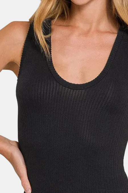 Ribbed Seamless Crop Tank / BLACK