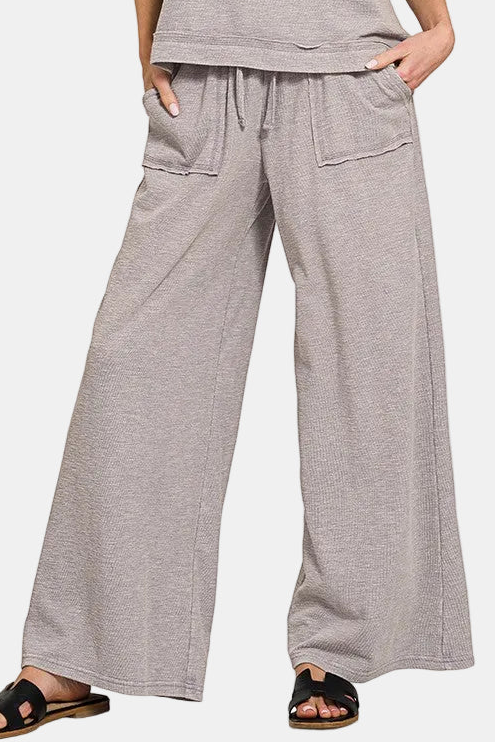 Washed Slub Short Sleeve Tee & Long Pants Set / SLEET