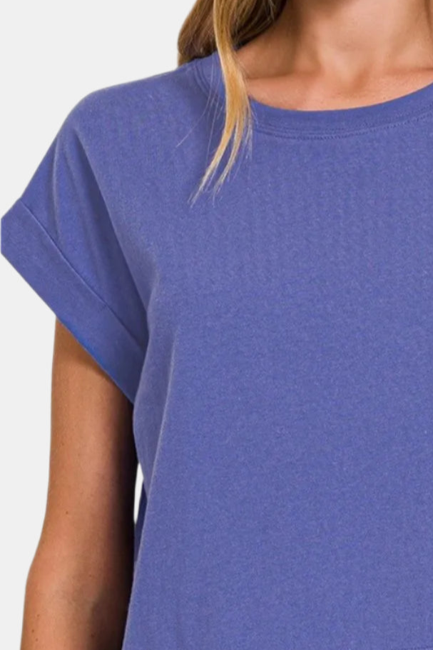Cotton Folded Sleeve Top / MARLIN