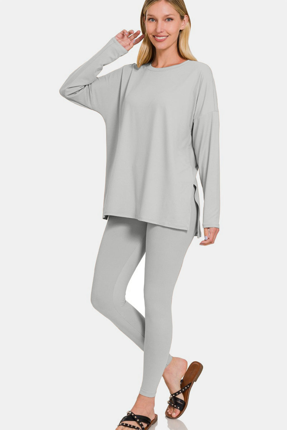 Brushed DTY Microfiber Loungewear Set / LT GREY