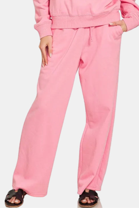 Fleece Long Sleeve Pullover & Sweatpants Set / DK PINK