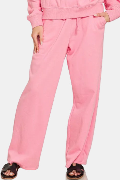 Fleece Long Sleeve Pullover & Sweatpants Set / DK PINK