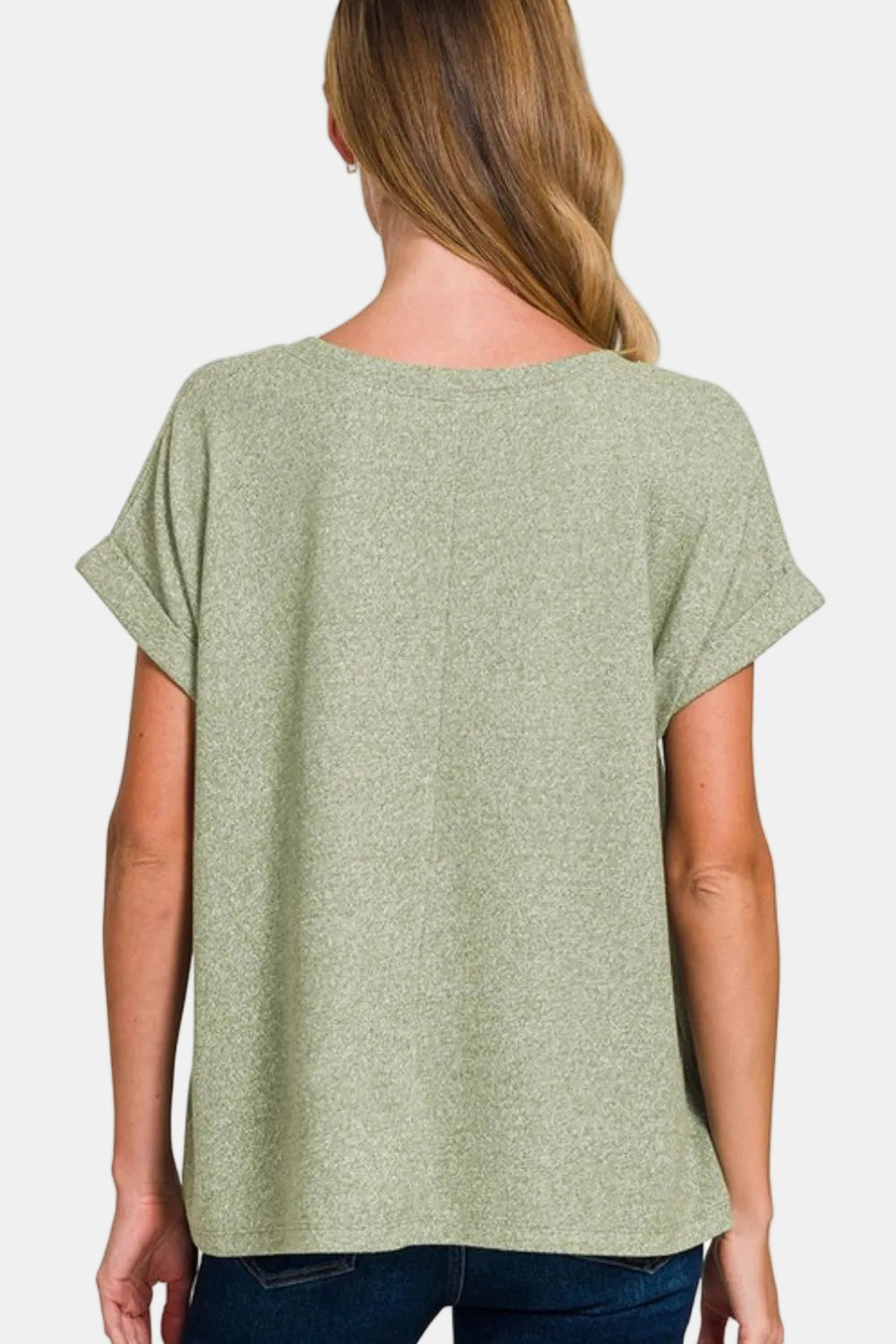 Soft Melange Hacci V-Neck Tee / BRIGHT MAUVE