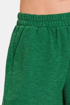 Cotton Slub Short Pants / DK GREEN