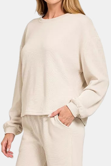 French Rib Pullover & Pants Set / SAND BEIGE