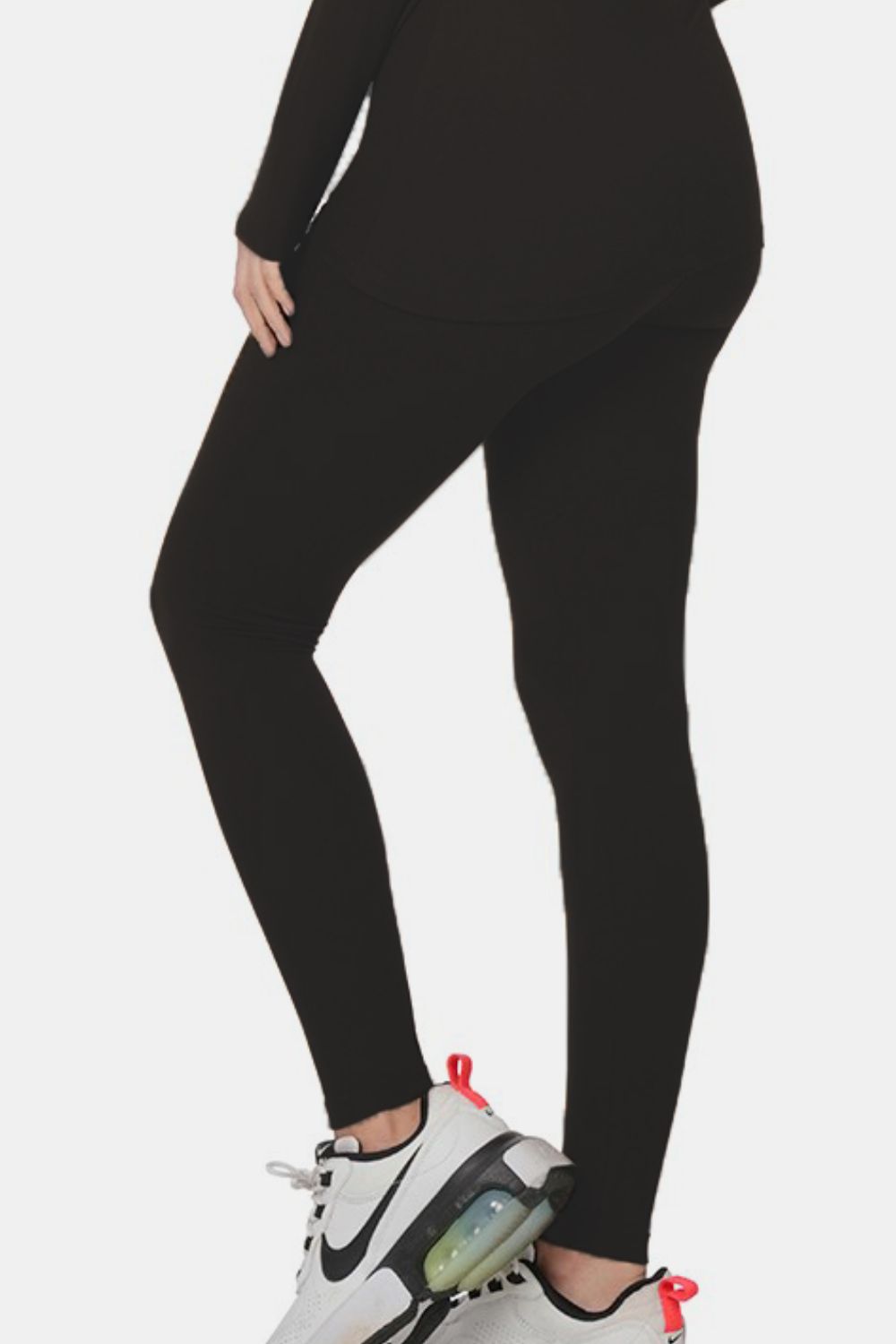 Microfiber Mock Neck Top & Leggings Set / BLACK