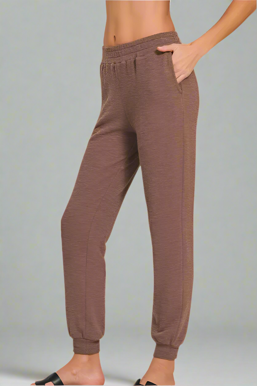 Cotton Slub Jogger Pants / BROWN