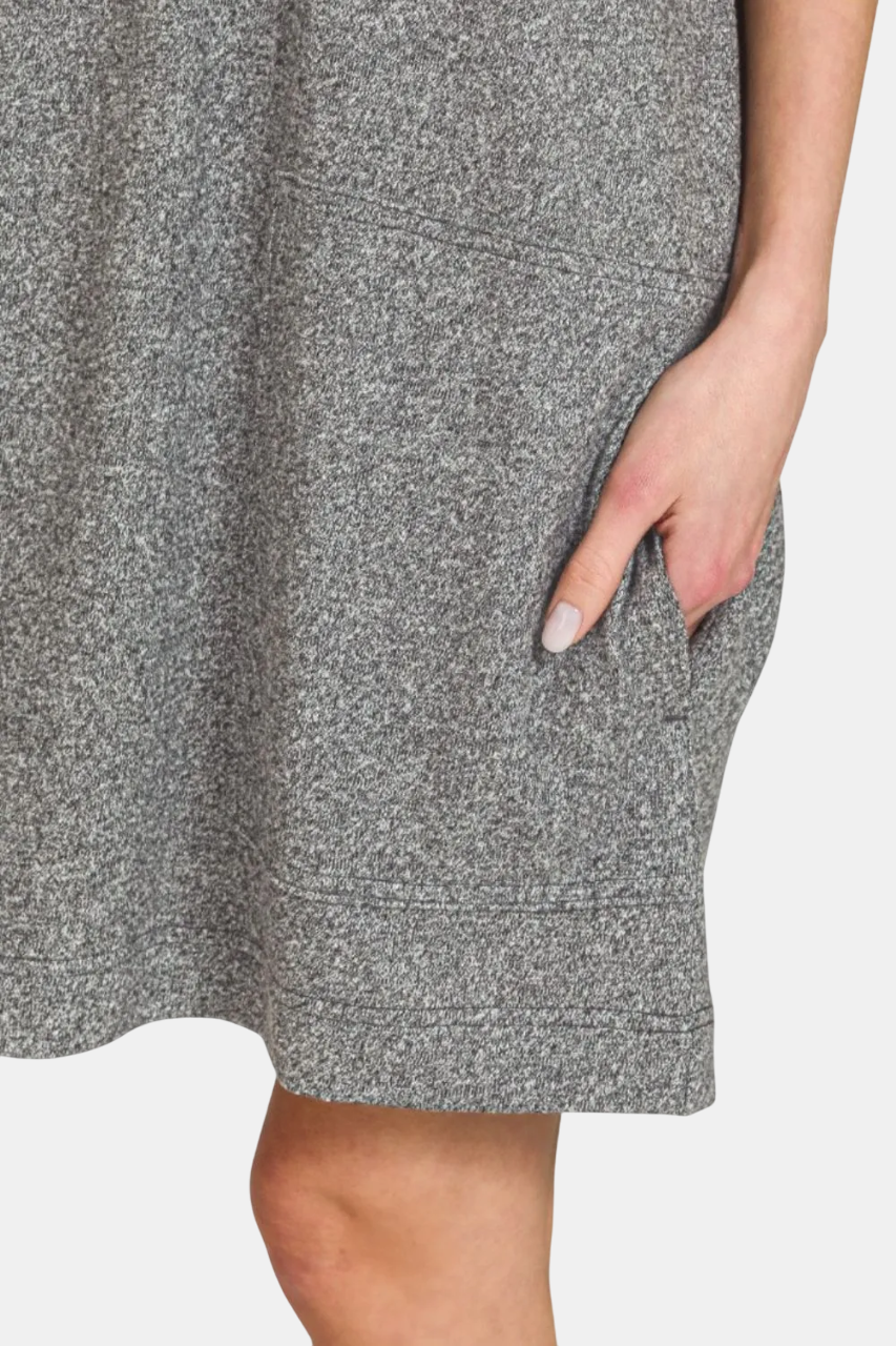 Soft Melange Hacci T-Shirt Dress / BLACK
