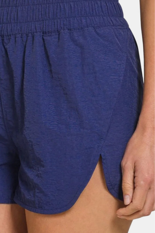 Windbreaker Smocked Waistband Running Shorts / LT NAVY
