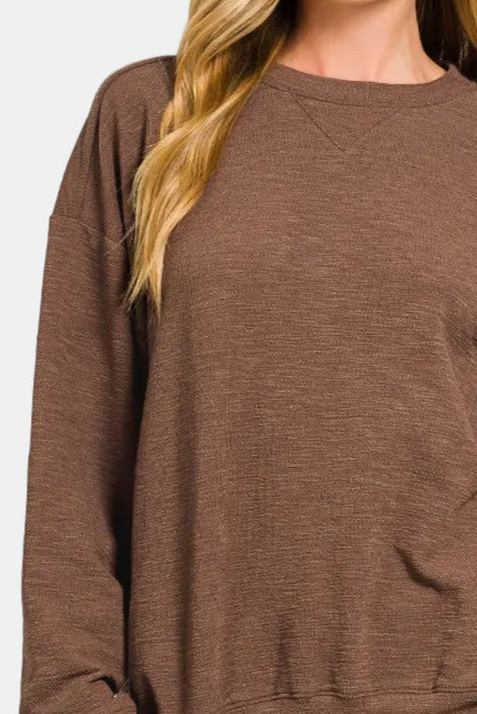 Slub Pullover & Shorts Set / BROWN