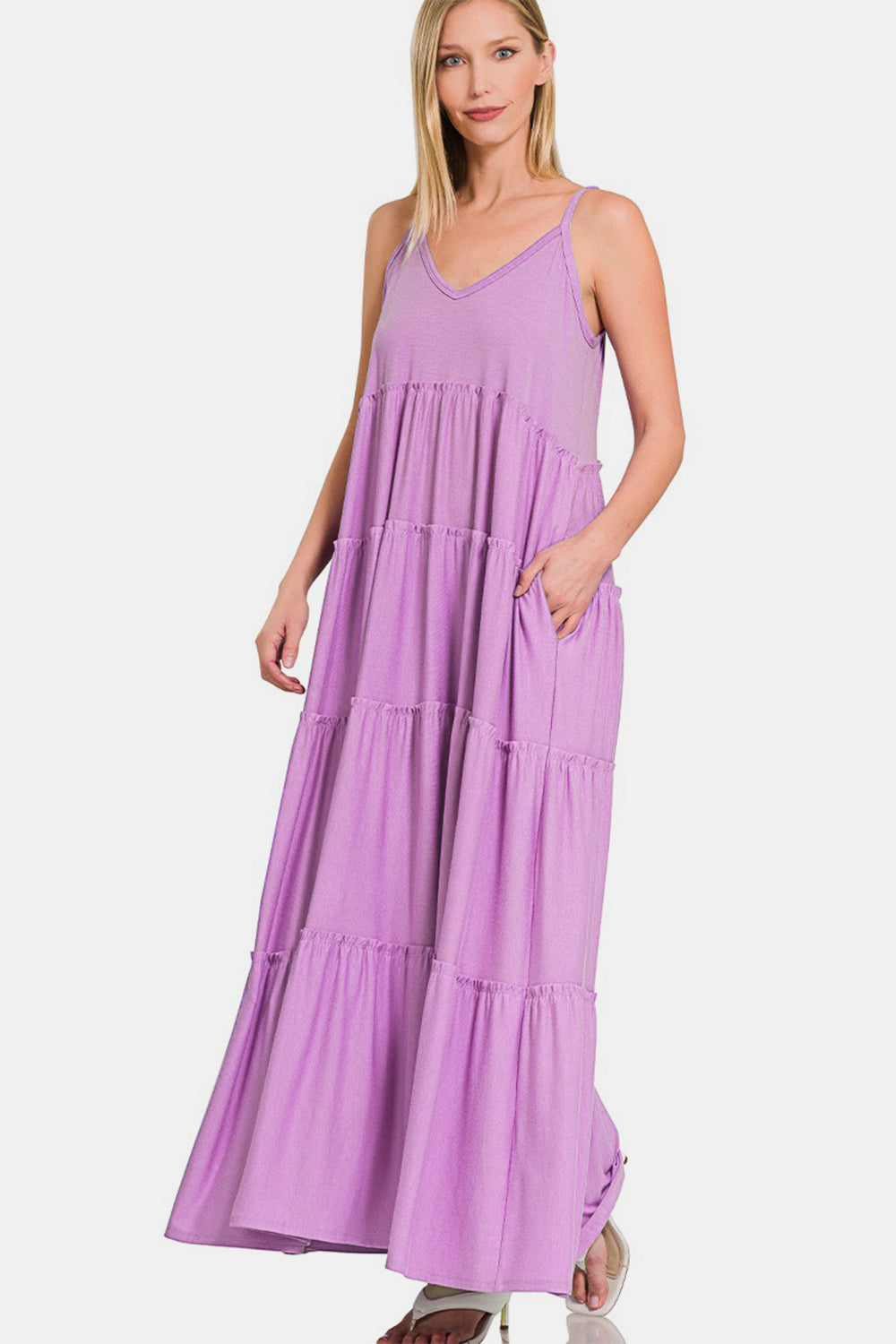 V-Neck Tiered Cami Maxi Dress