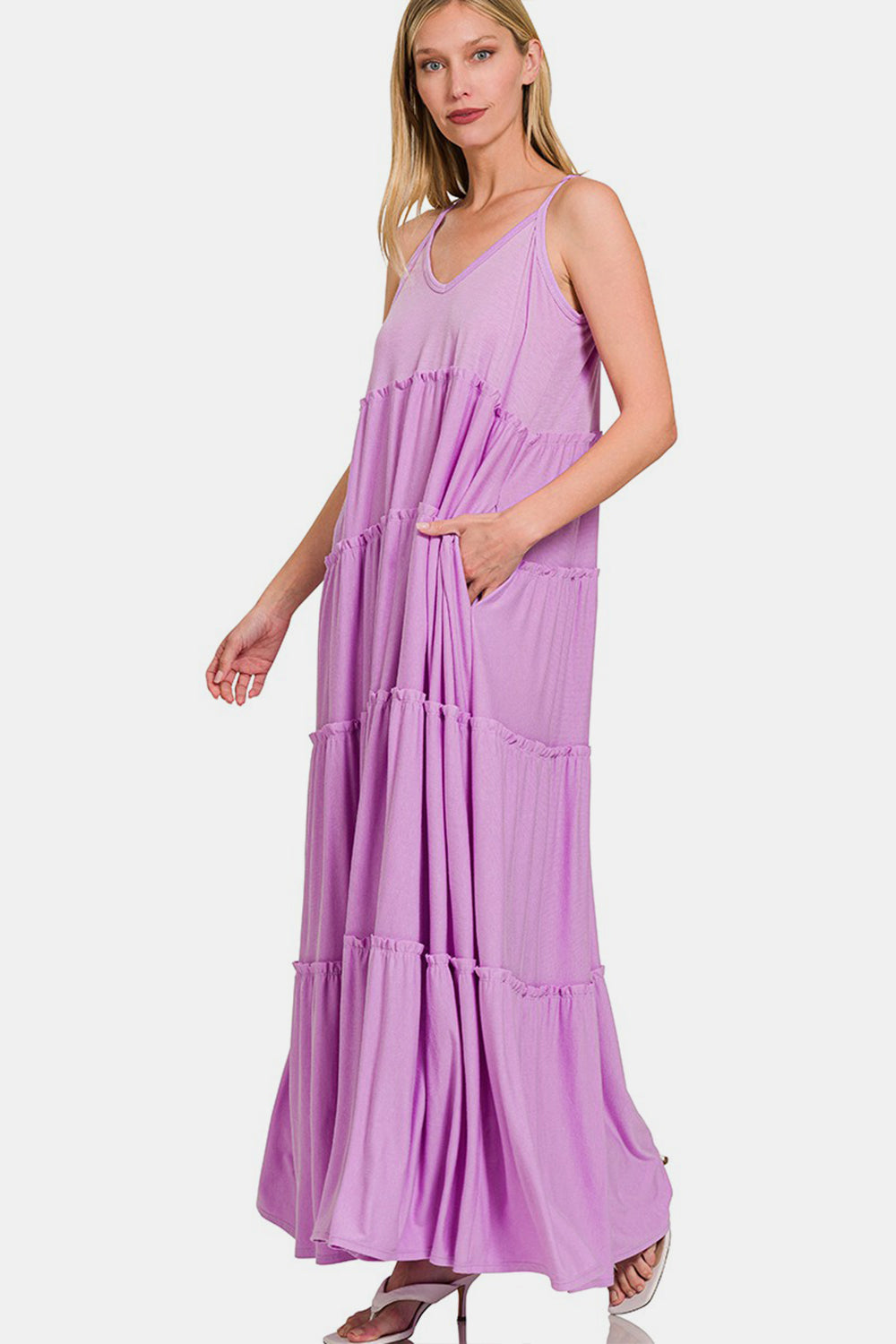 V-Neck Tiered Cami Maxi Dress