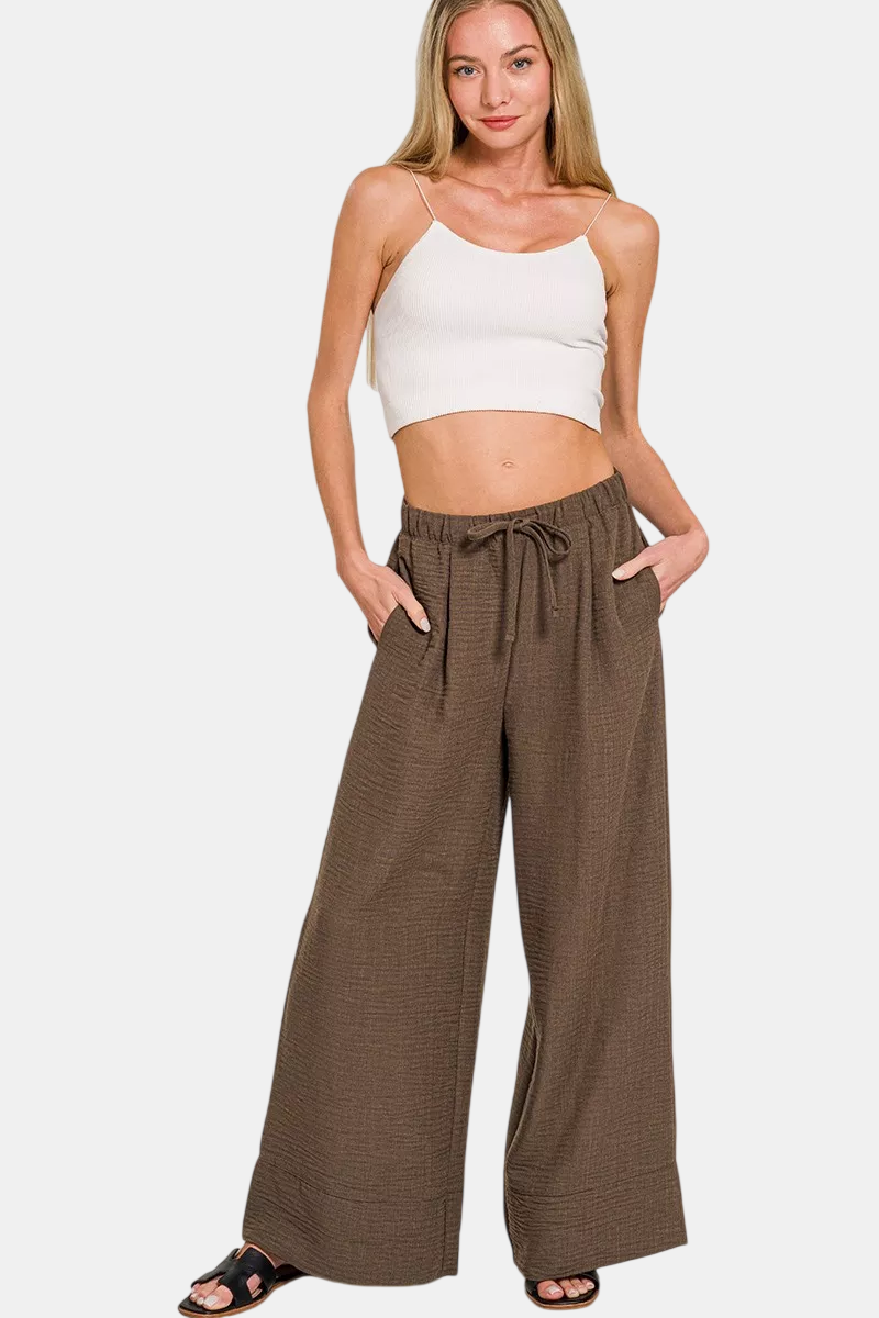 Woven Airflow Drawstring Pants / ASH MOCHA