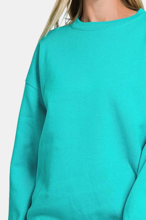 Fleece Crewneck Pullover Sweatshirt / TURQUOISE