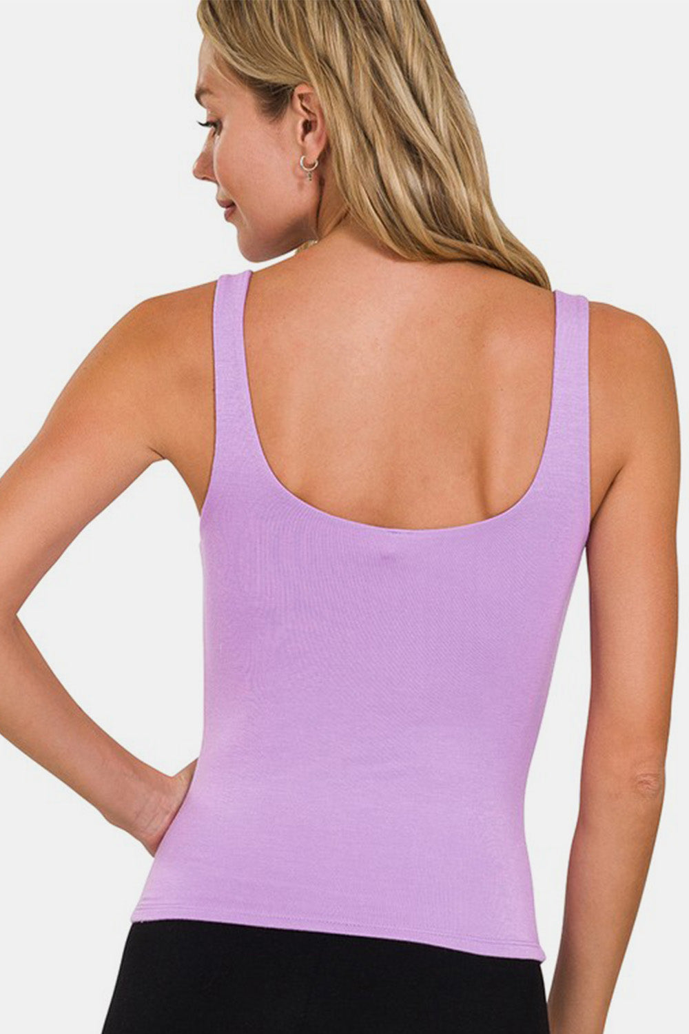 Premium Rayon Double Layered V-Neck Tank Top / B LAVENDER