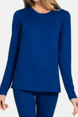 Microfiber Round Neck Top & Leggings Set / LT NAVY