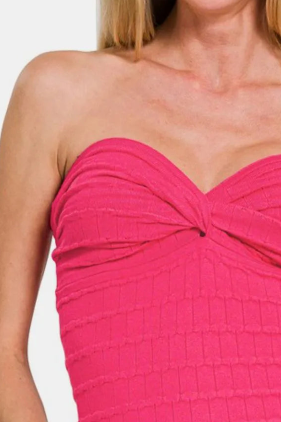 Viscose Sweater Tube Top / HOT PINK