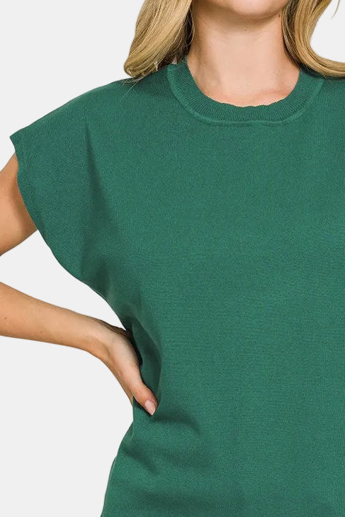 Viscose Short Sleeve Sweater / HUNTER GREEN