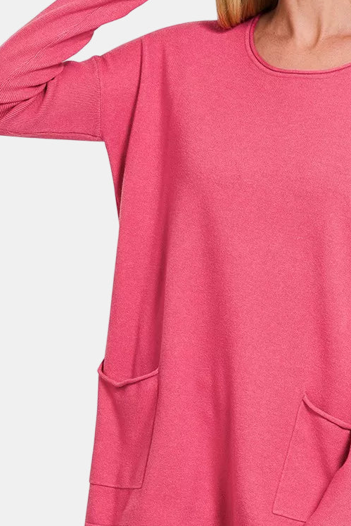 Viscose Front Pocket Sweater / H VIVA MAGENTA