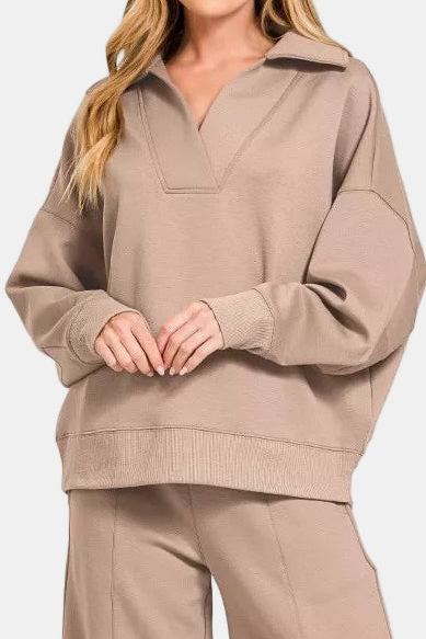 Scuba Collared Pullover & Pants Set / COCOA