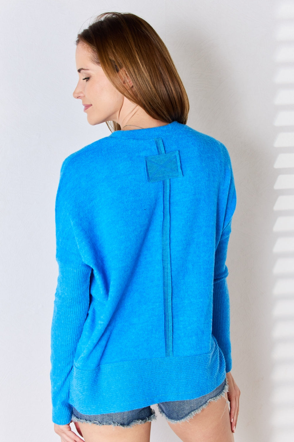 Brushed Melange Hacci Dolman Sleeve Sweater / OCEAN BLUE