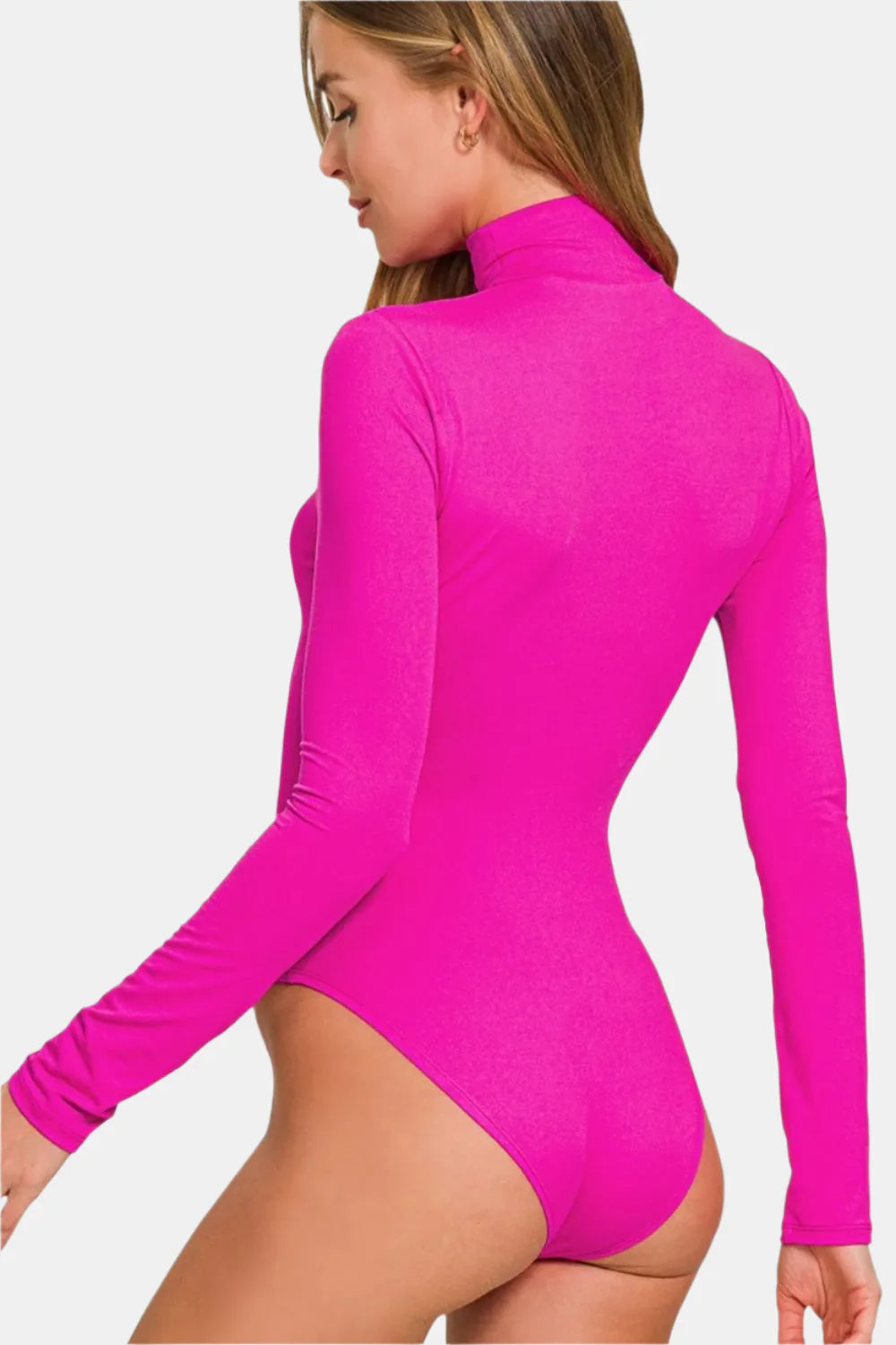 Mock Neck Long Sleeve Bodysuit / MAHOGANY