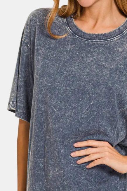 Washed Short Sleeve Top / BLACKBERRY