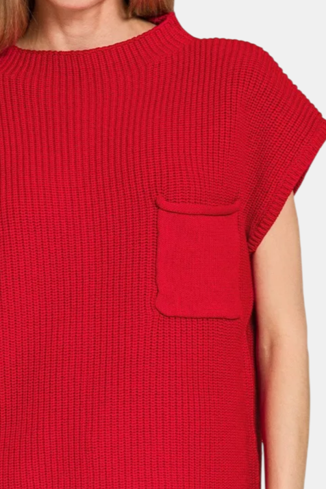 Mock Neck Short Sleeve Sweater / RUBY