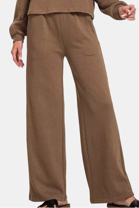 French Rib Pullover & Pants Set / BROWN