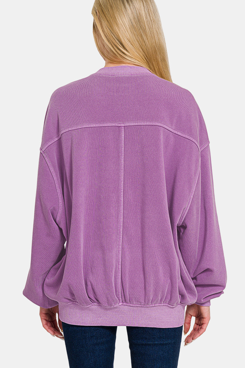 Soft Fleece Pigment Dye Pullover / ASH BLACK