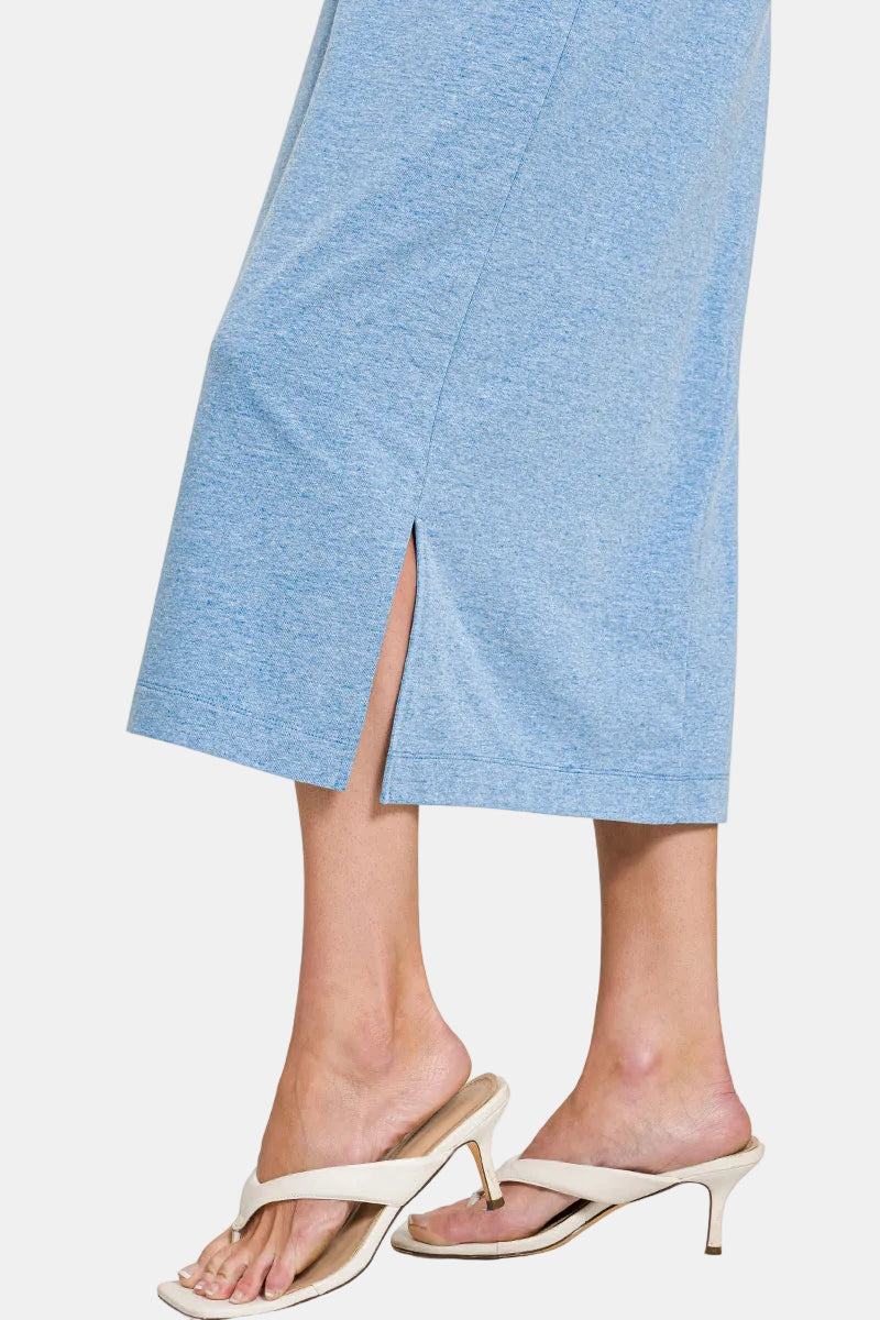 Cotton Short Sleeve Midi Dress / H K GREEN