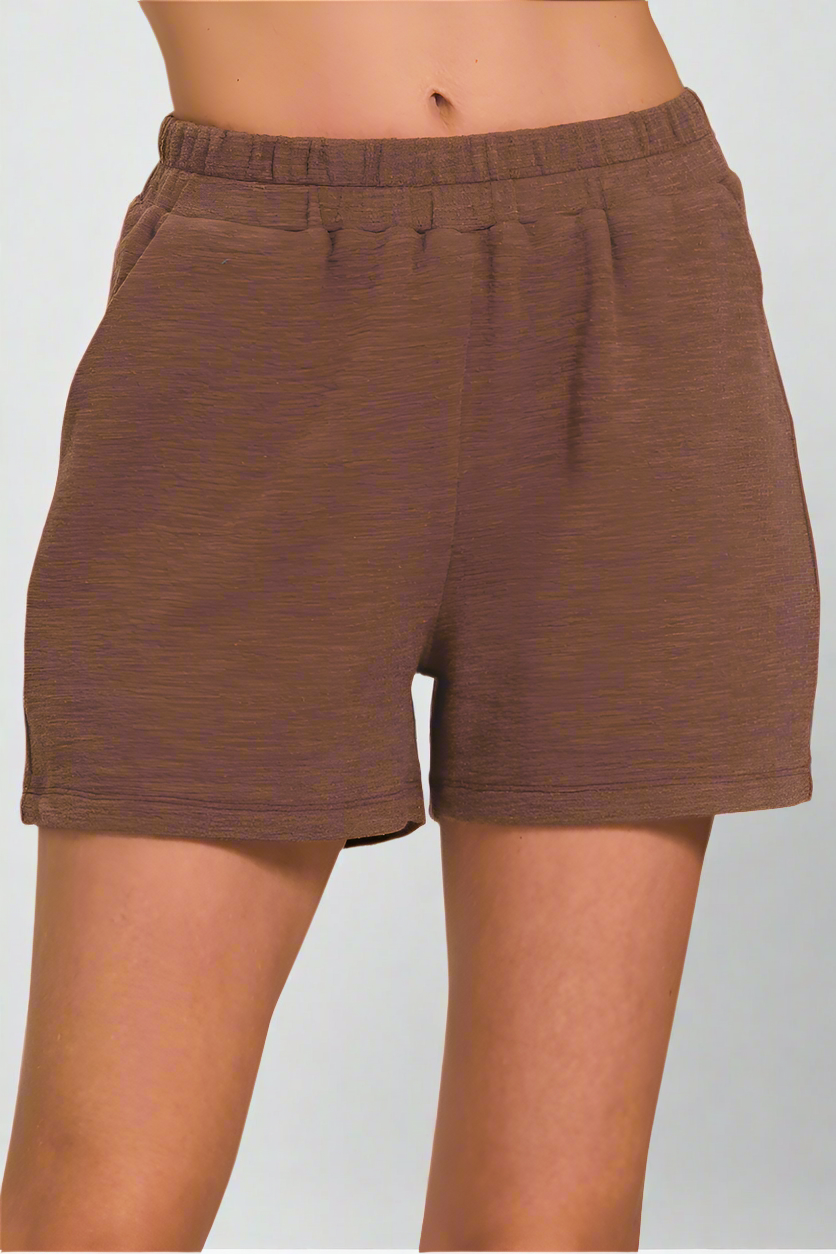 Cotton Slub Short Pants / BROWN