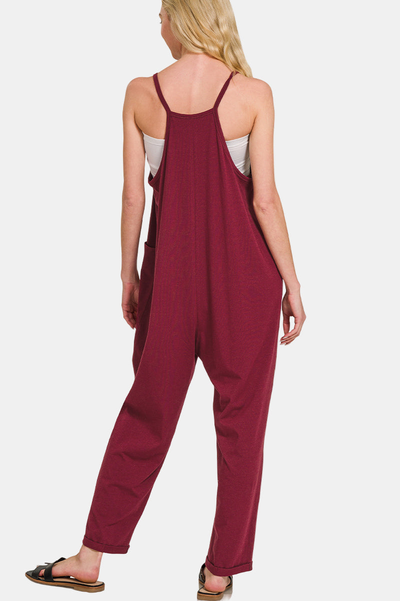 Spaghetti Strap Pocketed Jumpsuit / DUSTY BLUE