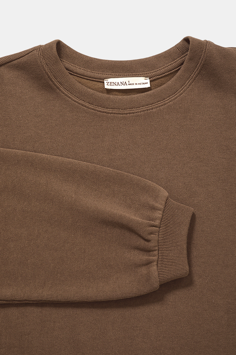 French Rib Pullover & Pants Set / BROWN