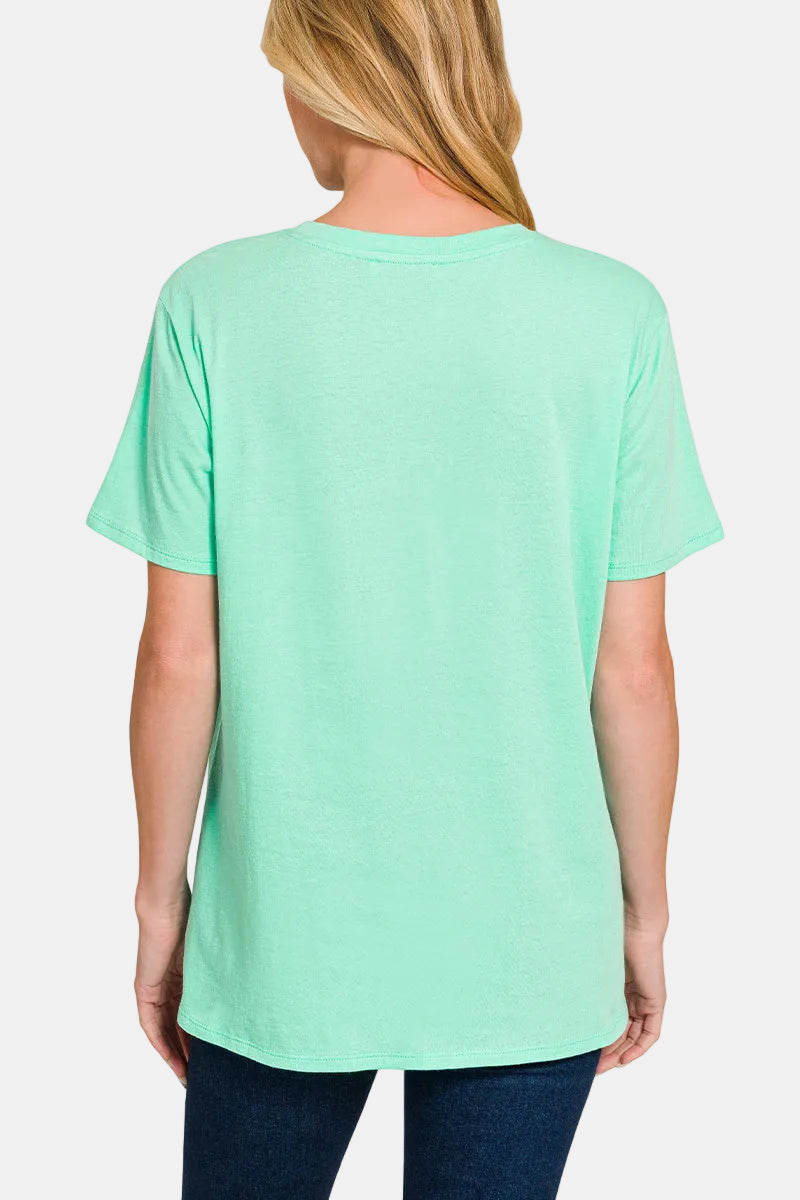 Cotton Boyfriend Round Neck Tee / BLACK