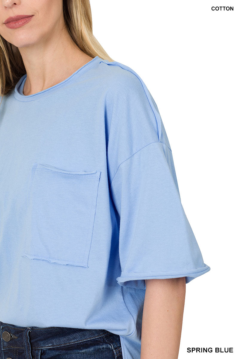 FINAL SALE - Raw Edge Hi Low Hem Box Top - Size XL