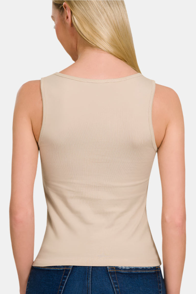 Cotton Square Neck Cropped Top / WHITE