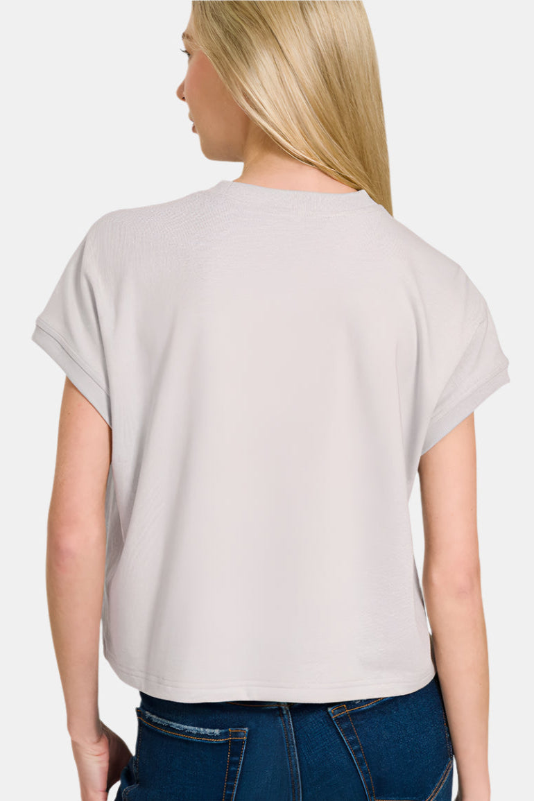 Premium Cotton Relaxed Crop Tee / WHITE