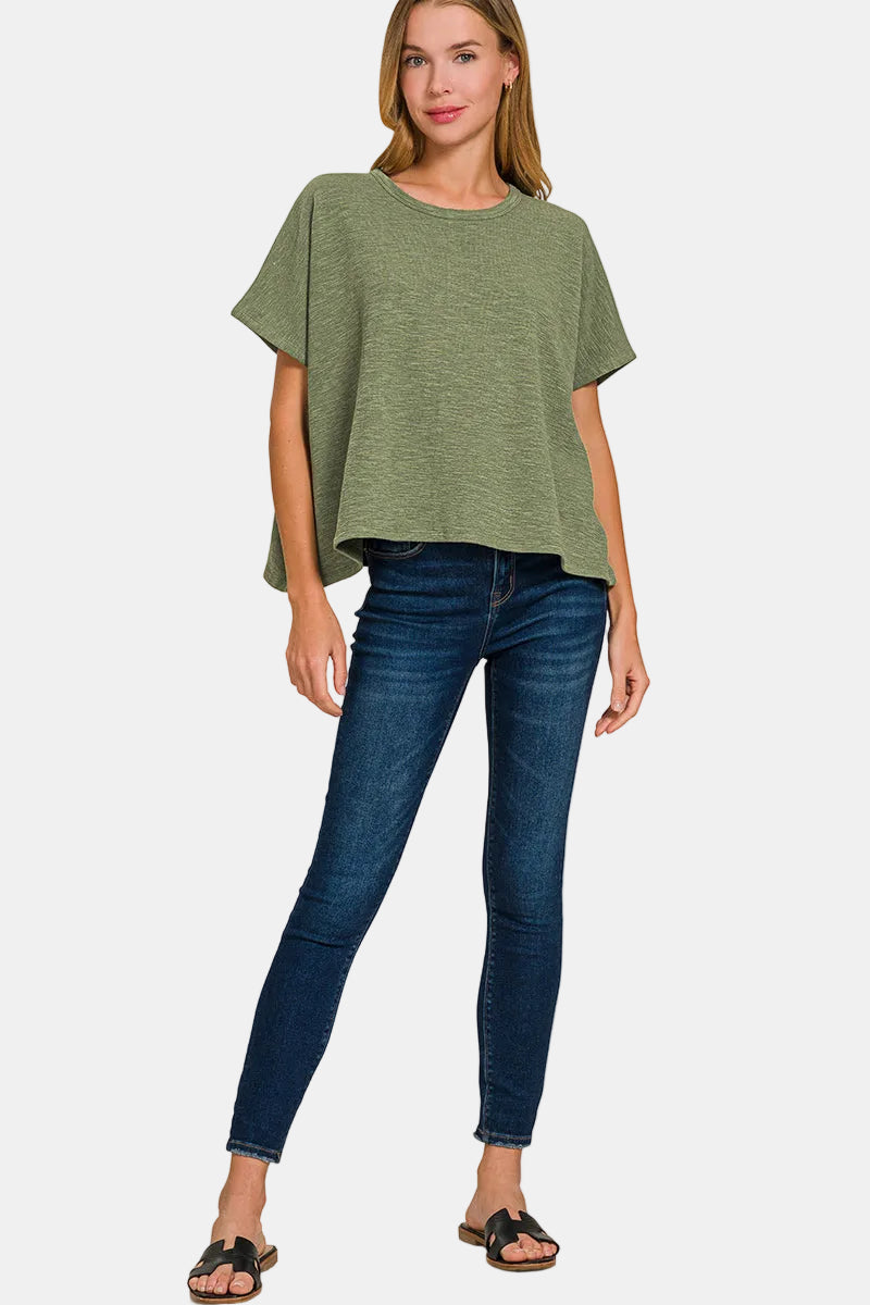 Cotton Slub Oversized Tee / WHITE