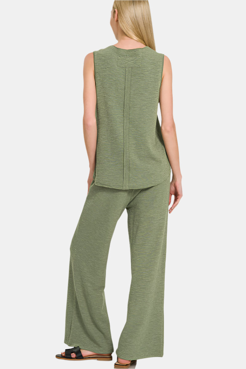 Cotton Slub Tank & Pants Set / H MAUVE