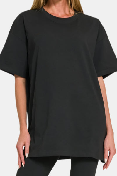 Cotton Round Neck Top & Legging Set / BLACK